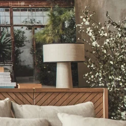 Lampe en lin calandré - naturel H40cm