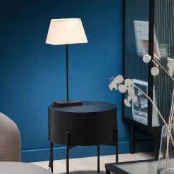 Lampe métal avec abat-jour H47cm - taupe clair