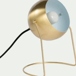 Lampe ronde en métal doré H26cm