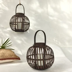 Lanterne en bambou H26cm - marron