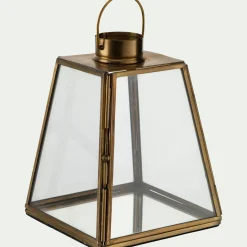 Lanterne miniature en verre et fer H14cm - doré