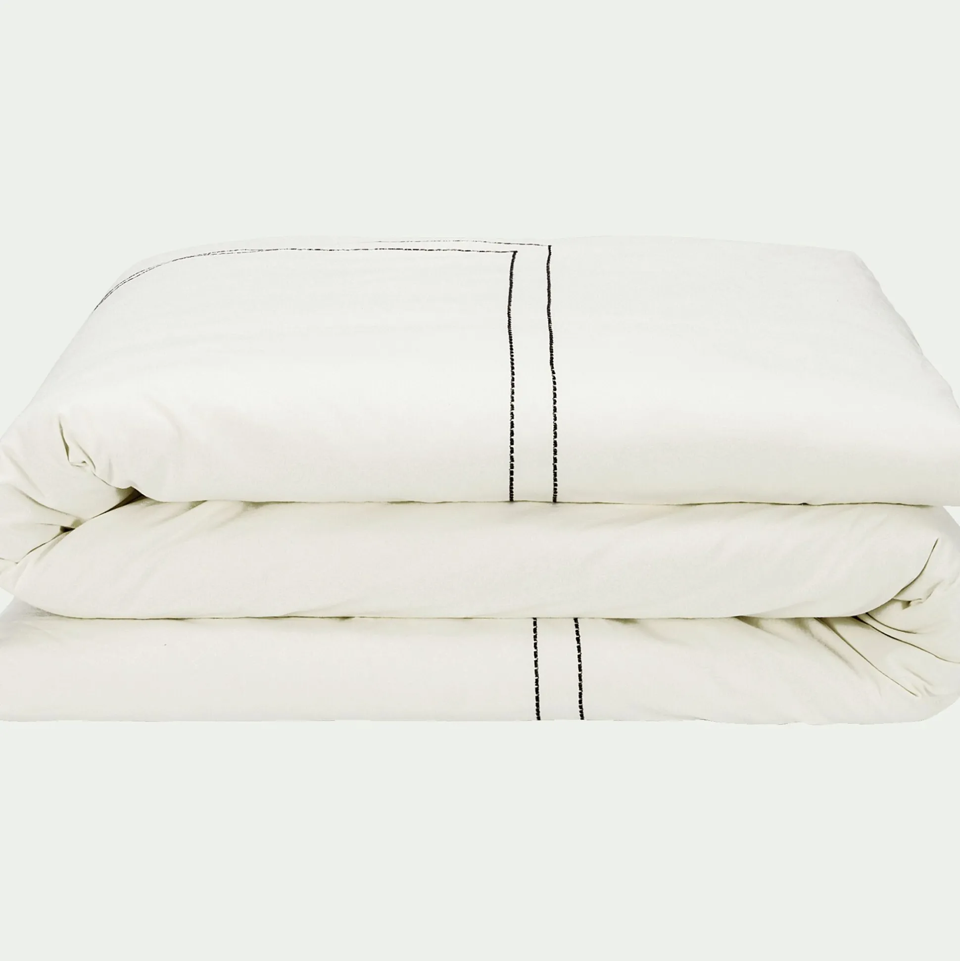 Linge de lit brodé en coton lavé - blanc ventoux