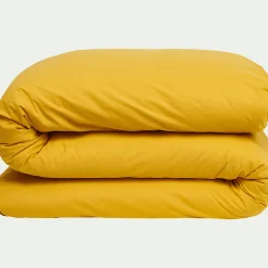 Linge de lit uni en coton - jaune genet