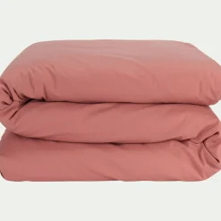 Linge de lit uni en coton - rouge ricin