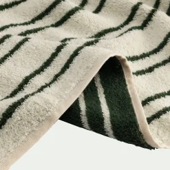 Linge de toilette à rayures en coton - vert