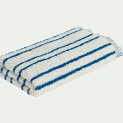 Linge de toilette à rayures en coton - bleu