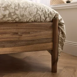 Lit 2 places avec tête de lit en bois d'acacia massif 160x200cm - bois clair