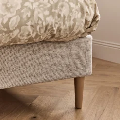 Lit 2 places avec tête de lit en tissu 160x200cm - gris