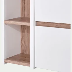 Lit 2 places avec tête de lit en bois 140x200cm - blanc