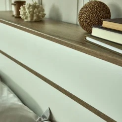 Lit 2 places avec tête de lit en bois 160x200cm - blanc