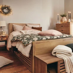 Lit 2 places avec tête de lit et rangements -160x200cm