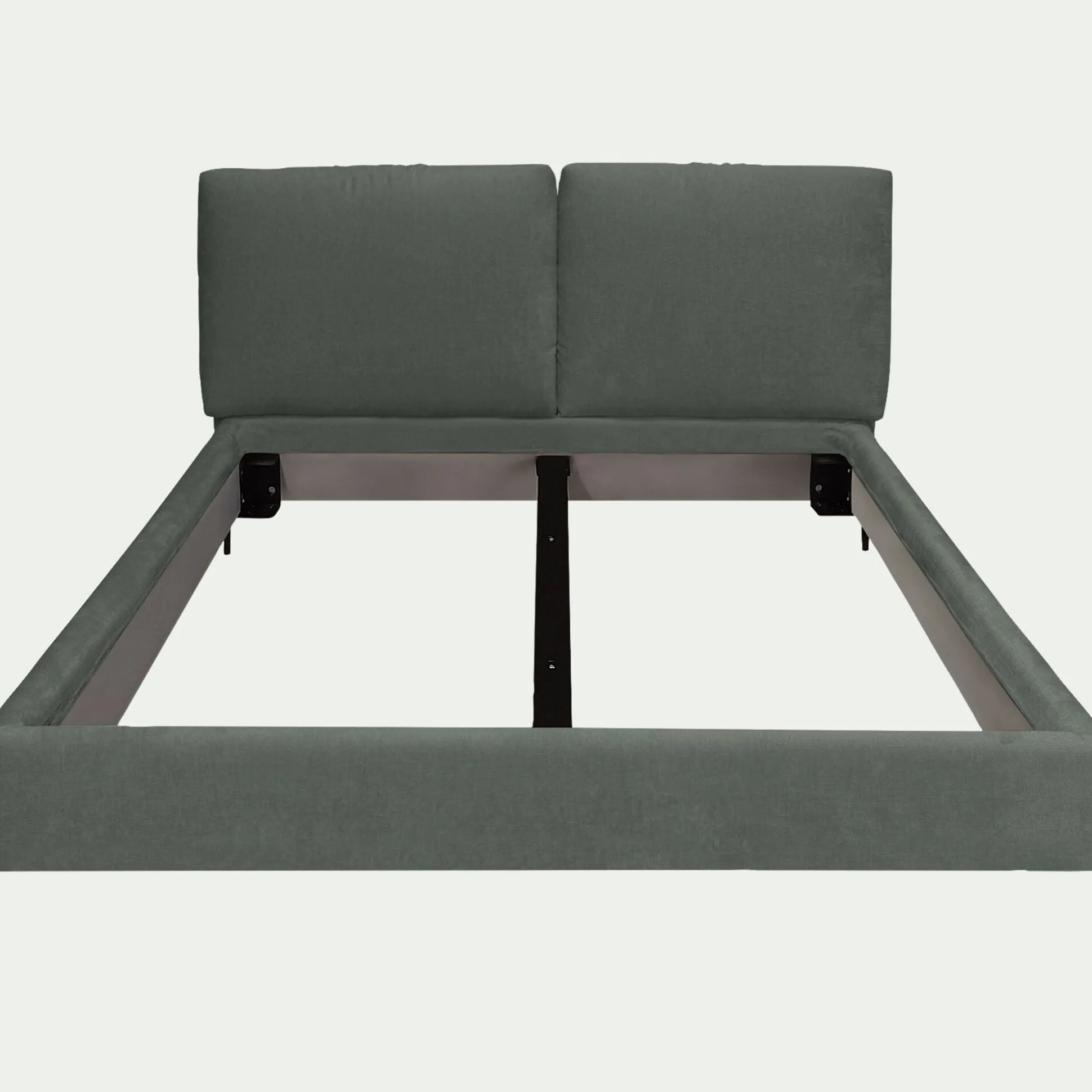 Lit 2 places avec tête de lit en velours 160x200cm - vert cèdre