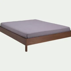 Lit 2 places en bois 160x200cm - bois foncé