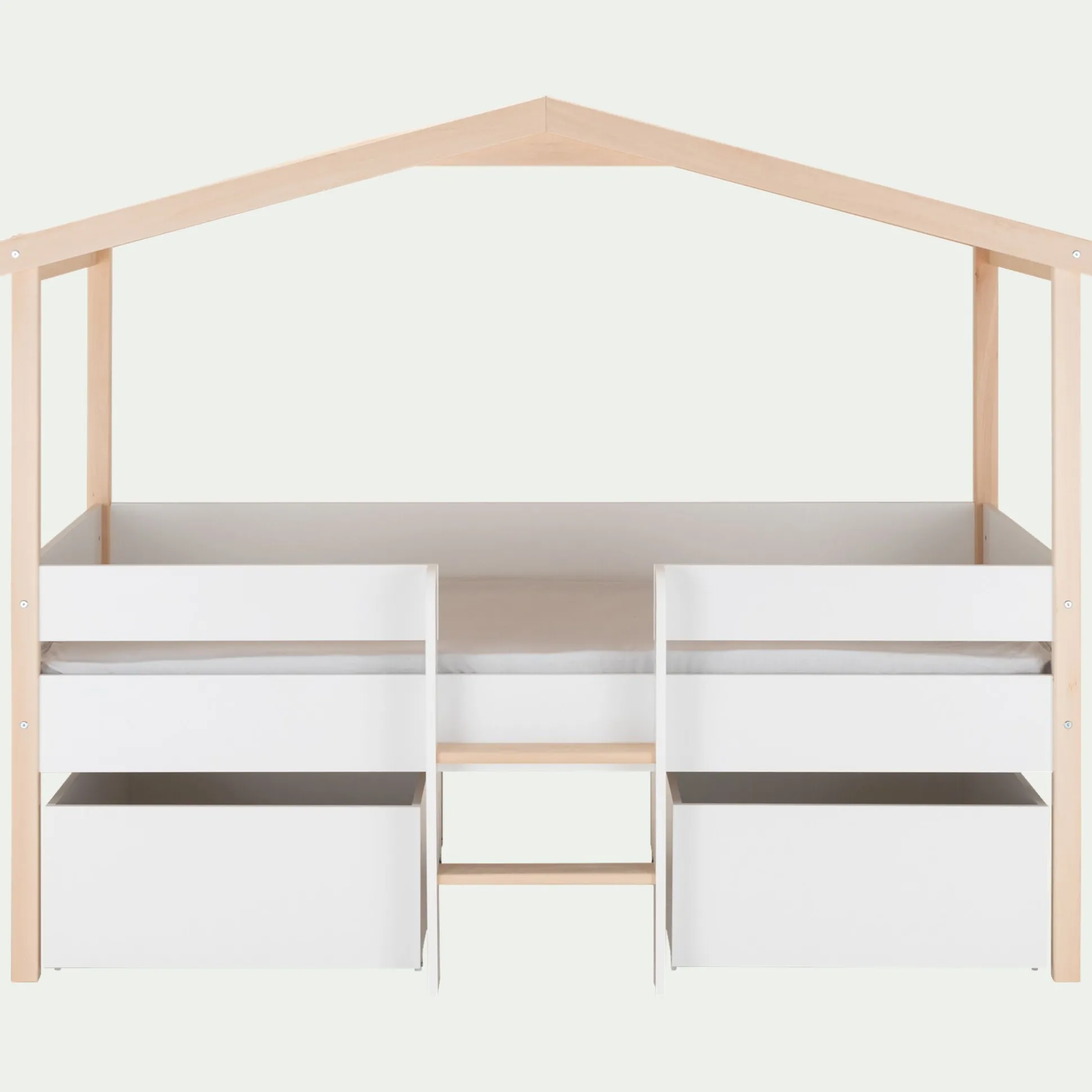 Lit cabane 1 place en bois 90x200 cm - blanc