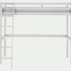Lit enfant haut 1 place en pin 90x200cm - blanc