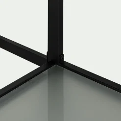 Lit mezzanine 2 places en acier avec bureau en verre - noir 140x200cm