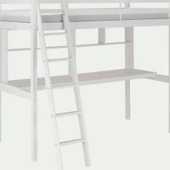 Lit mezzanine en pin 90x200cm avec bureau - blanc