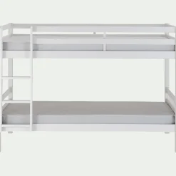 Lit superposé modulable en pin 90x200cm avec sommier à lattes - blanc