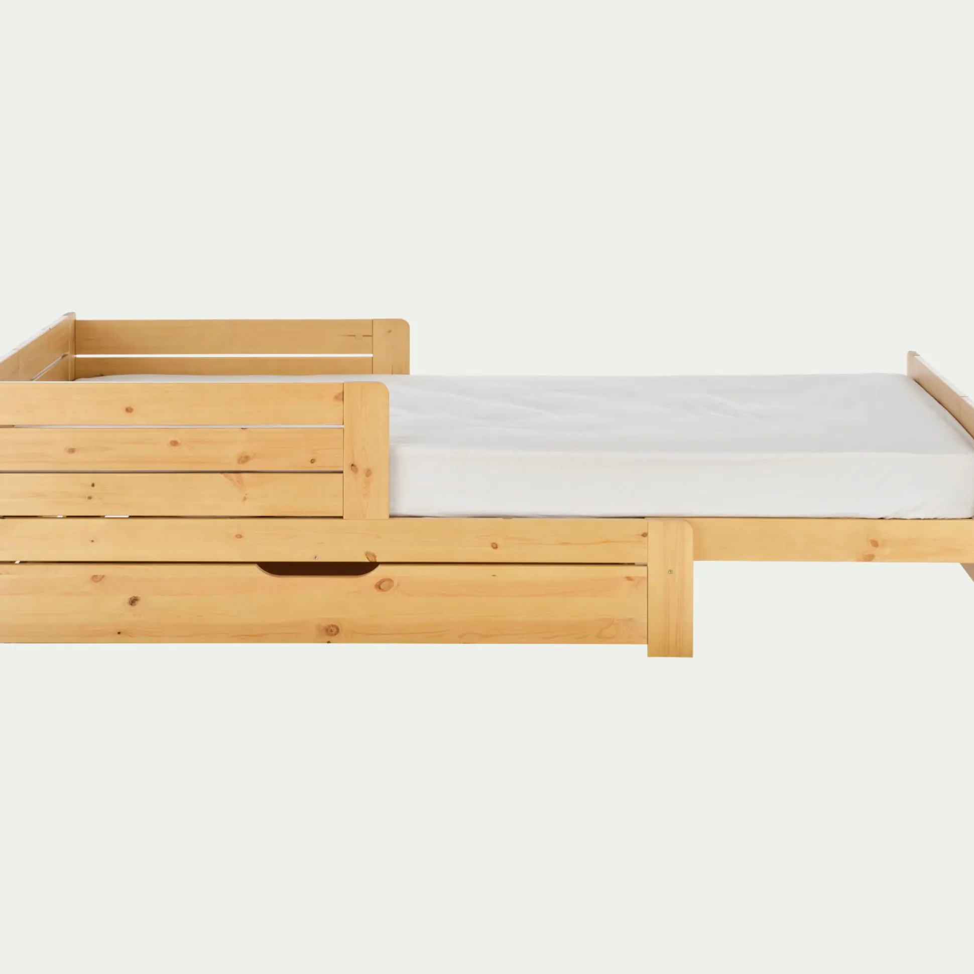 Lit évolutif 1 place en pin massif 3 positions pour enfant avec tiroir - bois clair