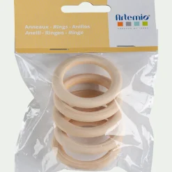 Lot de 5 anneaux en bois de bouleau D5cm - naturel