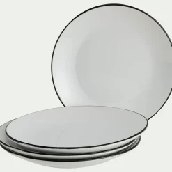 Lot de 4 assiettes plates en grès D26,8cm - blanc