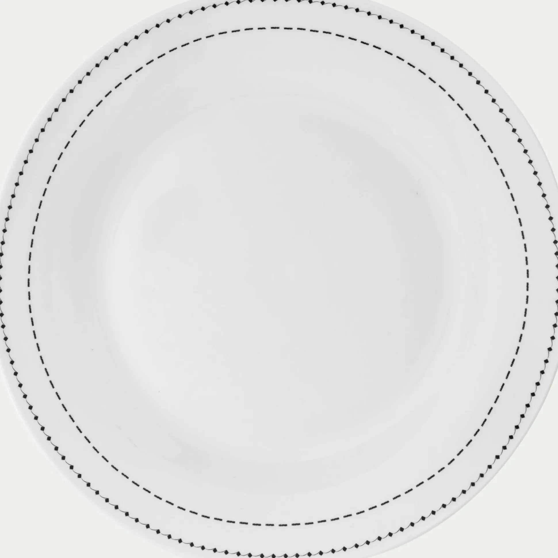 Lot de 4 assiettes plates en porcelaine avec liseré noir D27cm - blanc