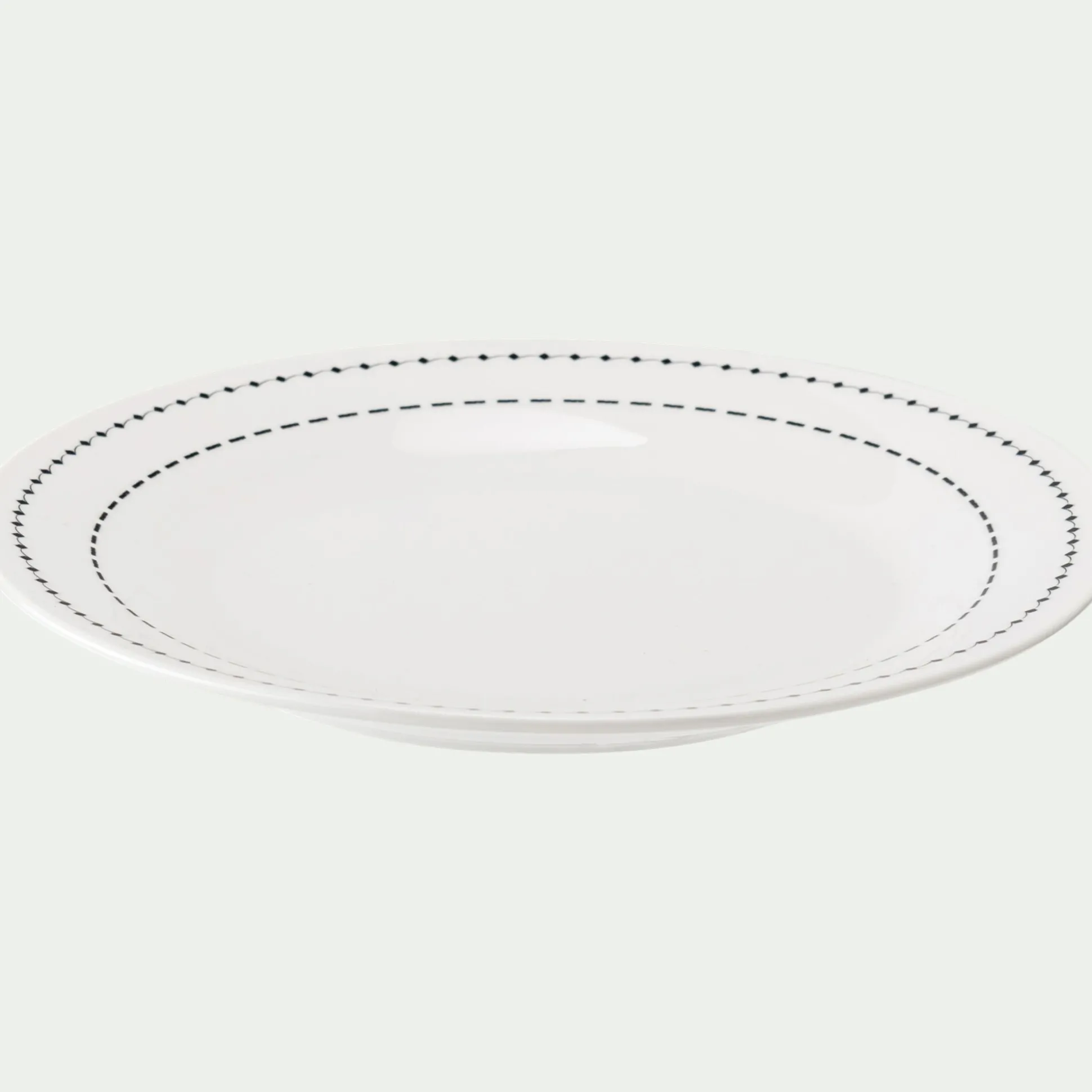 Lot de 4 assiettes plates en porcelaine avec liseré noir D27cm - blanc