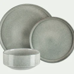 Lot de 4 assiettes plates en grès émail réactif D27cm - gris borie