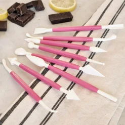 Lot de 8 ébauchoirs doubles à pâte à sucre - rose