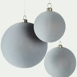 Lot de 9 boules de Noël en plastique - bleu