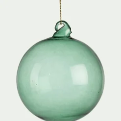 Lot de 6 boules de Noël en verre teinté D8cm - vert