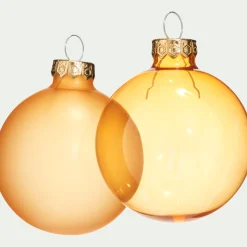 Lot de 6 boules de Noël en verre D6cm - orange