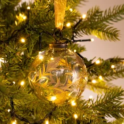 Lot de 6 boules de Noël herbier en verre H7,5cm - transparent