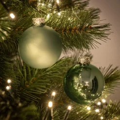 Lot de 12 boules de Noël rondes en verre D6cm - vert