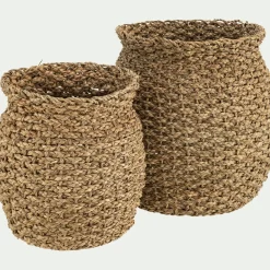 Lot de 2 cache-pots tressés en jonc de mer - naturel