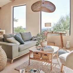 Lot de 3 caisses de rangement en jacinthe d'eau - naturel