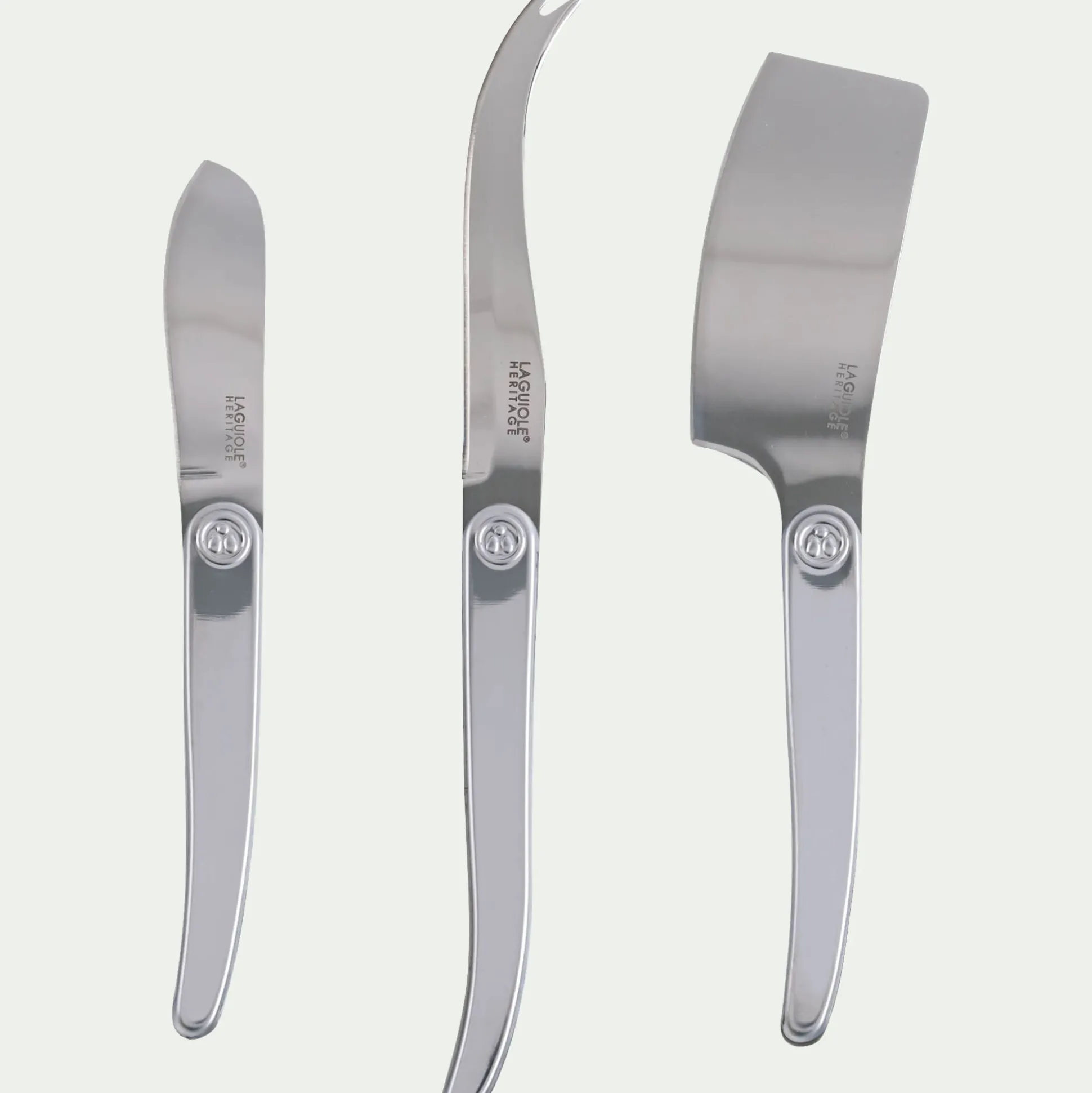 Lot de 3 couteaux à fromage en inox - argenté