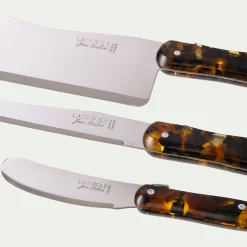 Lot de 3 couteaux à fromage en inox - marron