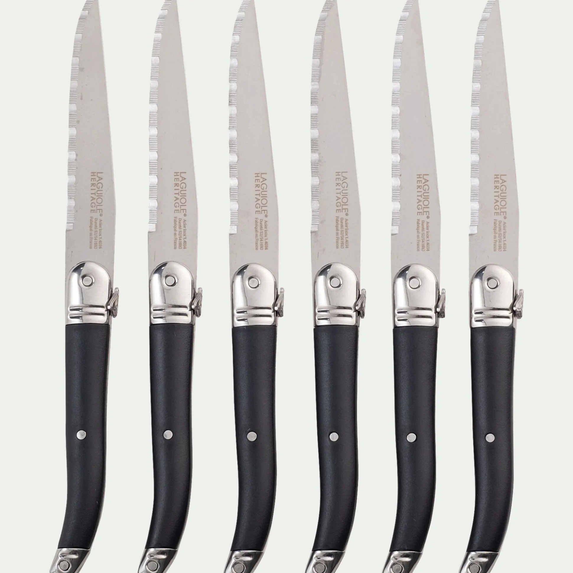 Lot de 6 couteaux à steak en inox - noir