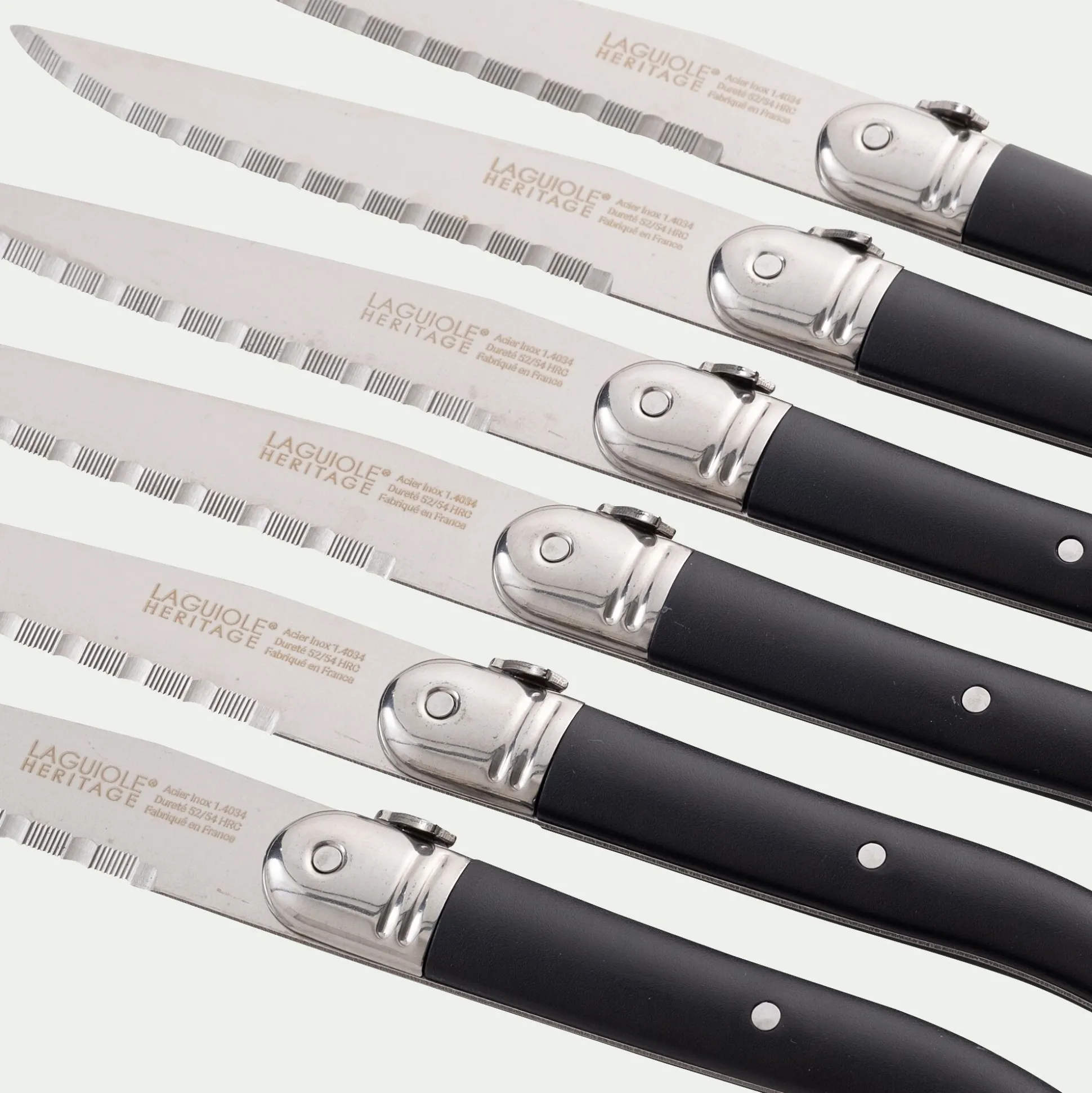 Lot de 6 couteaux à steak en inox - noir