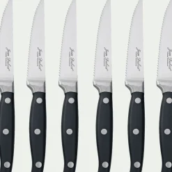 Lot de 6 couteaux à steak en inox - noir