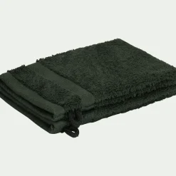 Lot de 2 gants de toilette en coton peigné - vert cèdre