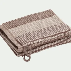 Lot de 2 gants de toilette bouclette jacquard en coton - beige alpilles