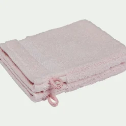 Lot de 2 gants de toilette en coton peigné - rose simos