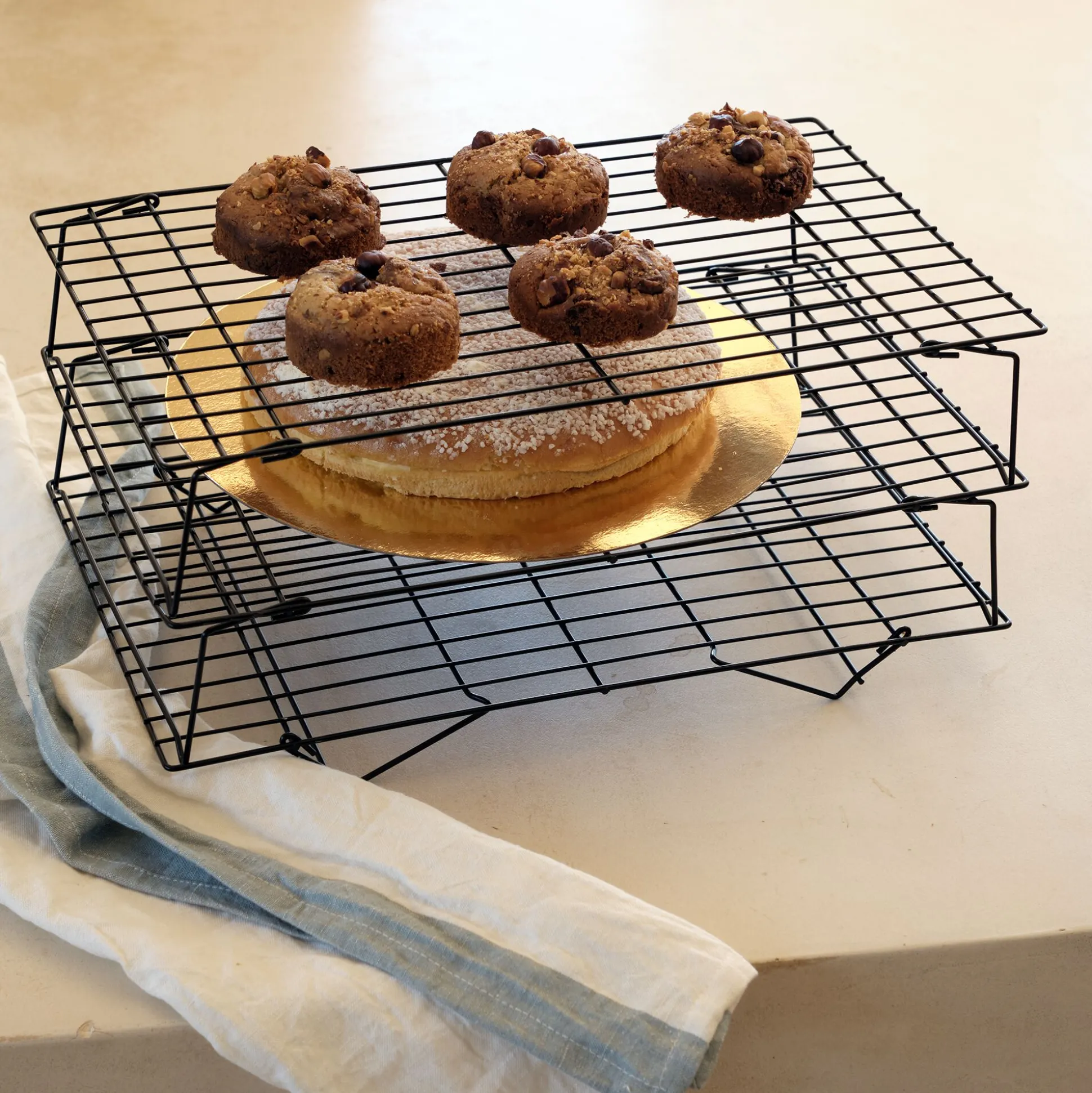 Lot de 3 grilles de refroidissement en inox 24x40cm - noir