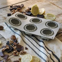 Lot de 6 moules à gâteau en silicone platinium D7,3cm - gris