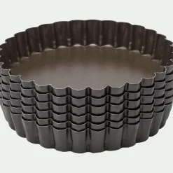 Lot de 6 moules à tartelette en acier D12cm - marron