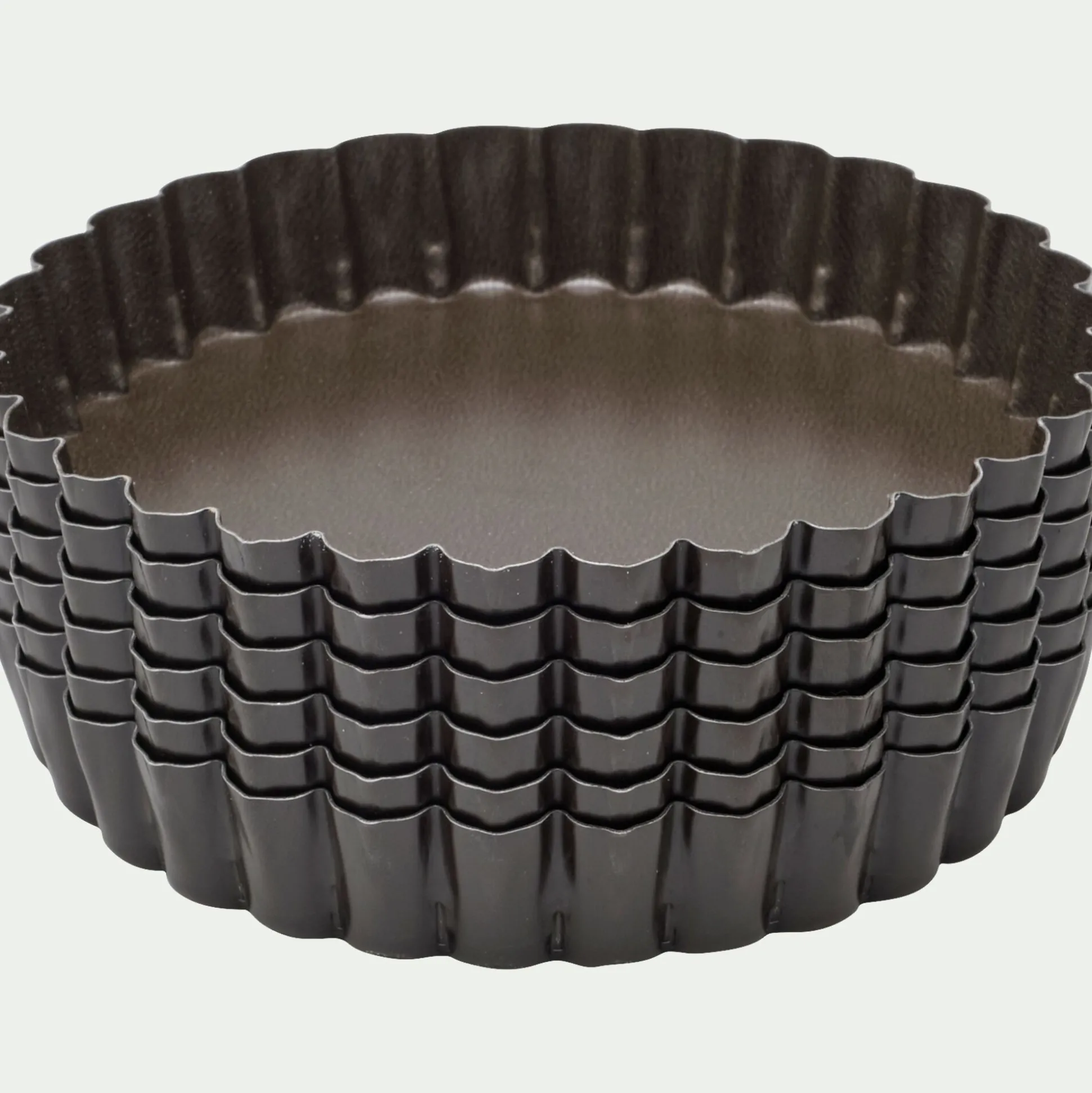 Lot de 6 moules à tartelette en acier D12cm - marron