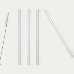 Lot de 4 pailles à bubble tea en verre