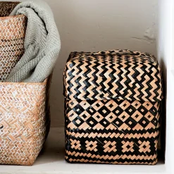 Lot de 2 paniers en jonc de mer - noir